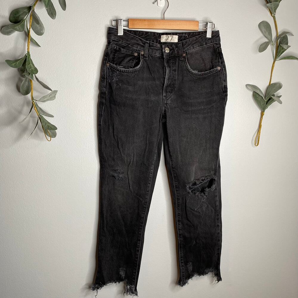 Free People Distressed Button Fly Jeans LAST CALL